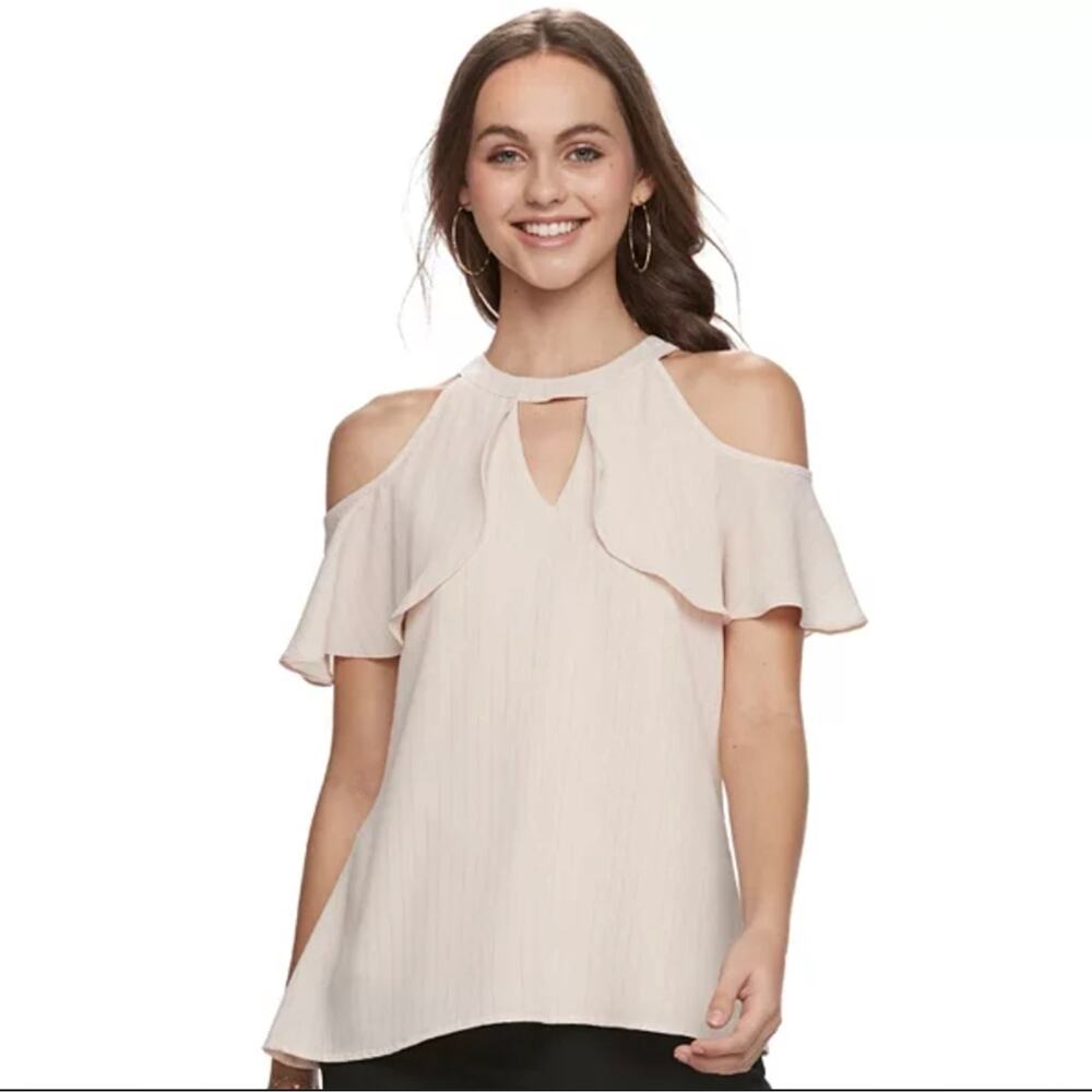 Candie's Cold-Shoulder Halter Tee